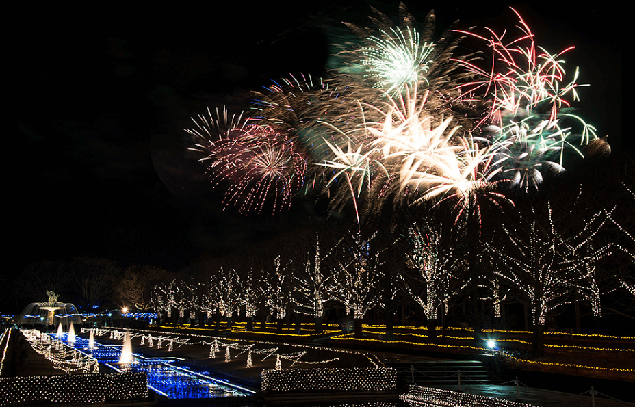 昭和記念公園イルミネーション2017の花火の時間や混雑は 入口は立川口